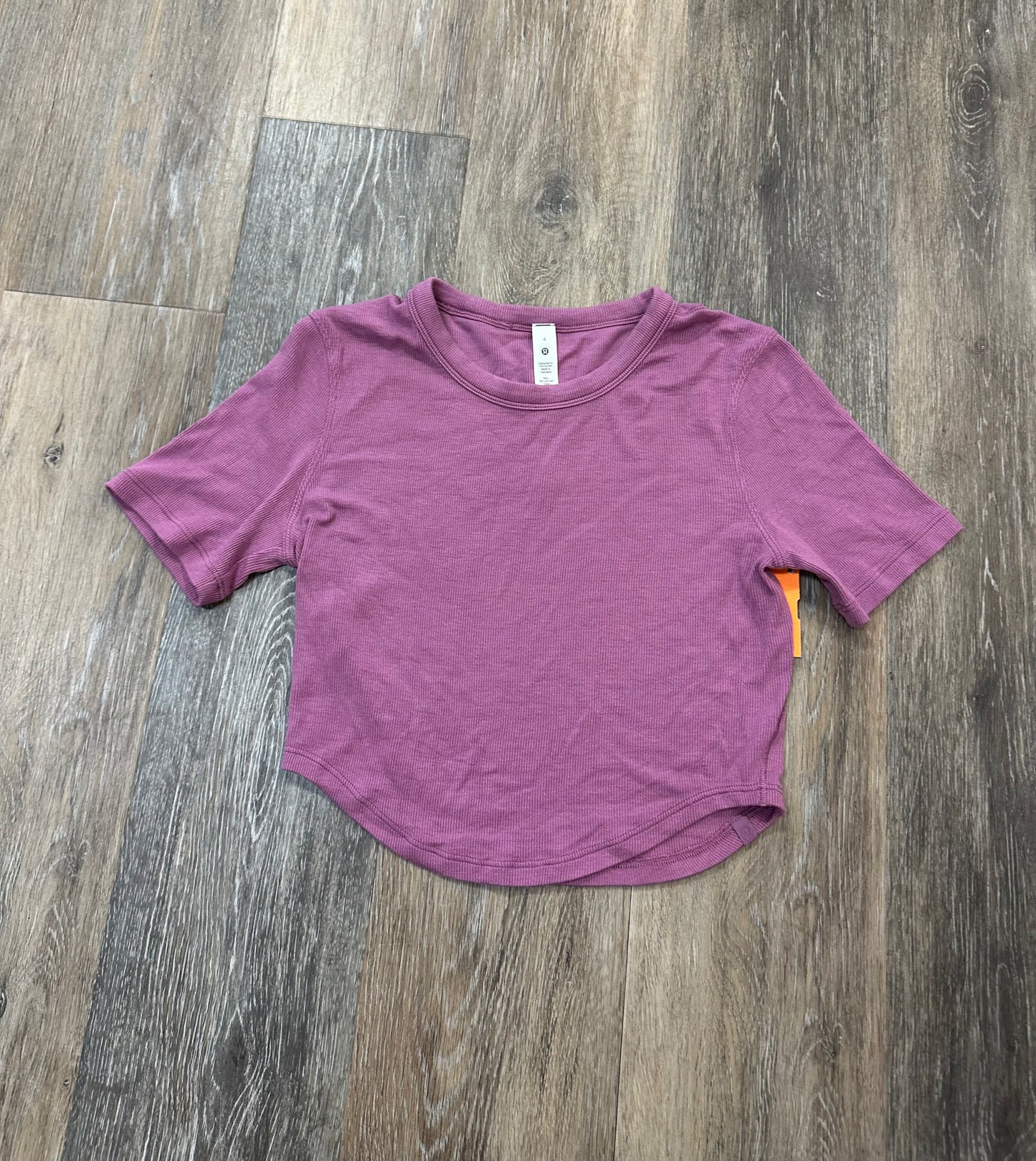 Athletic Top Short Sleeve By Lululemon In Pink, Size: 4