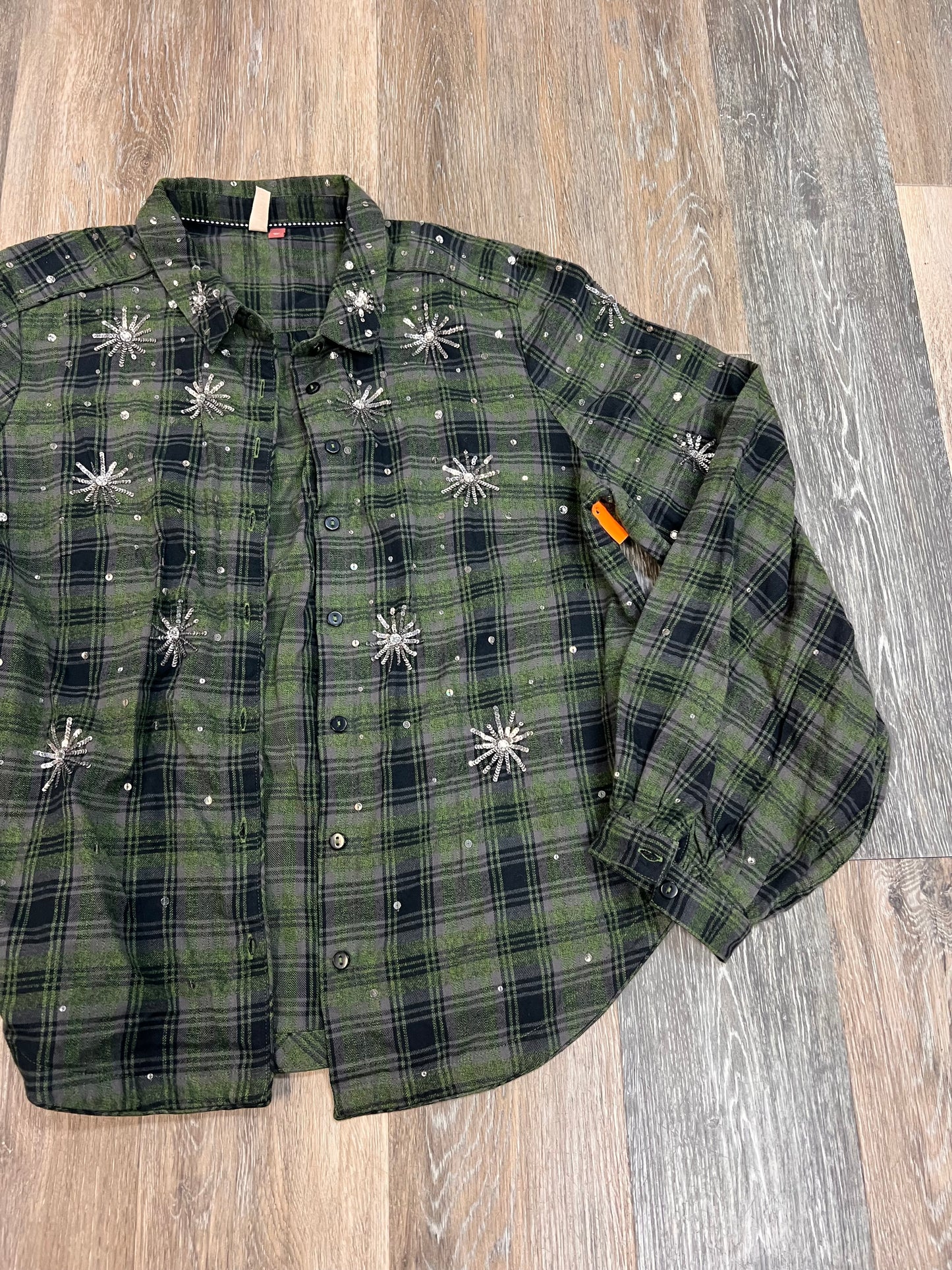 Blouse Long Sleeve By Pilcro In Green, Size: L