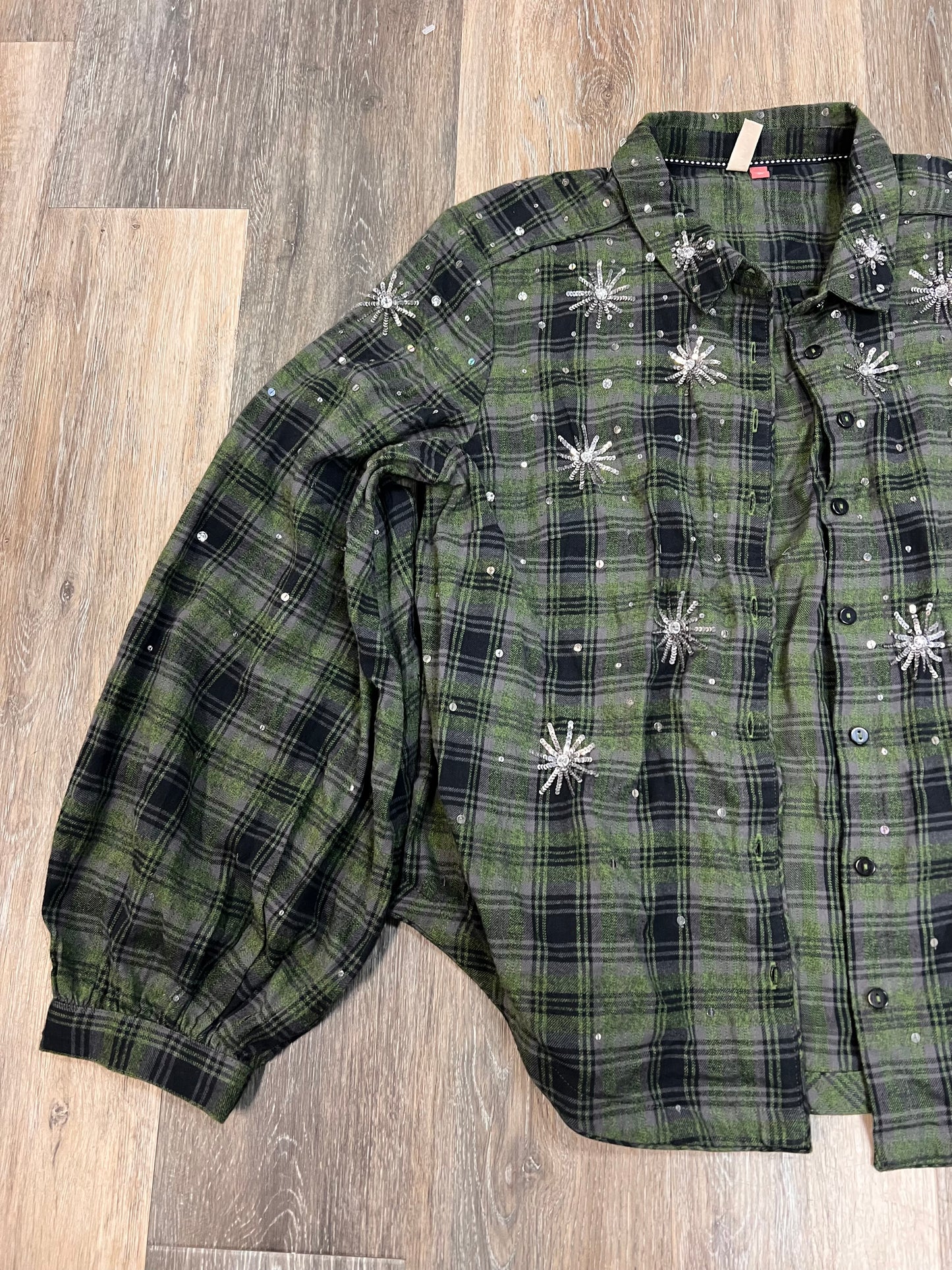 Blouse Long Sleeve By Pilcro In Green, Size: L