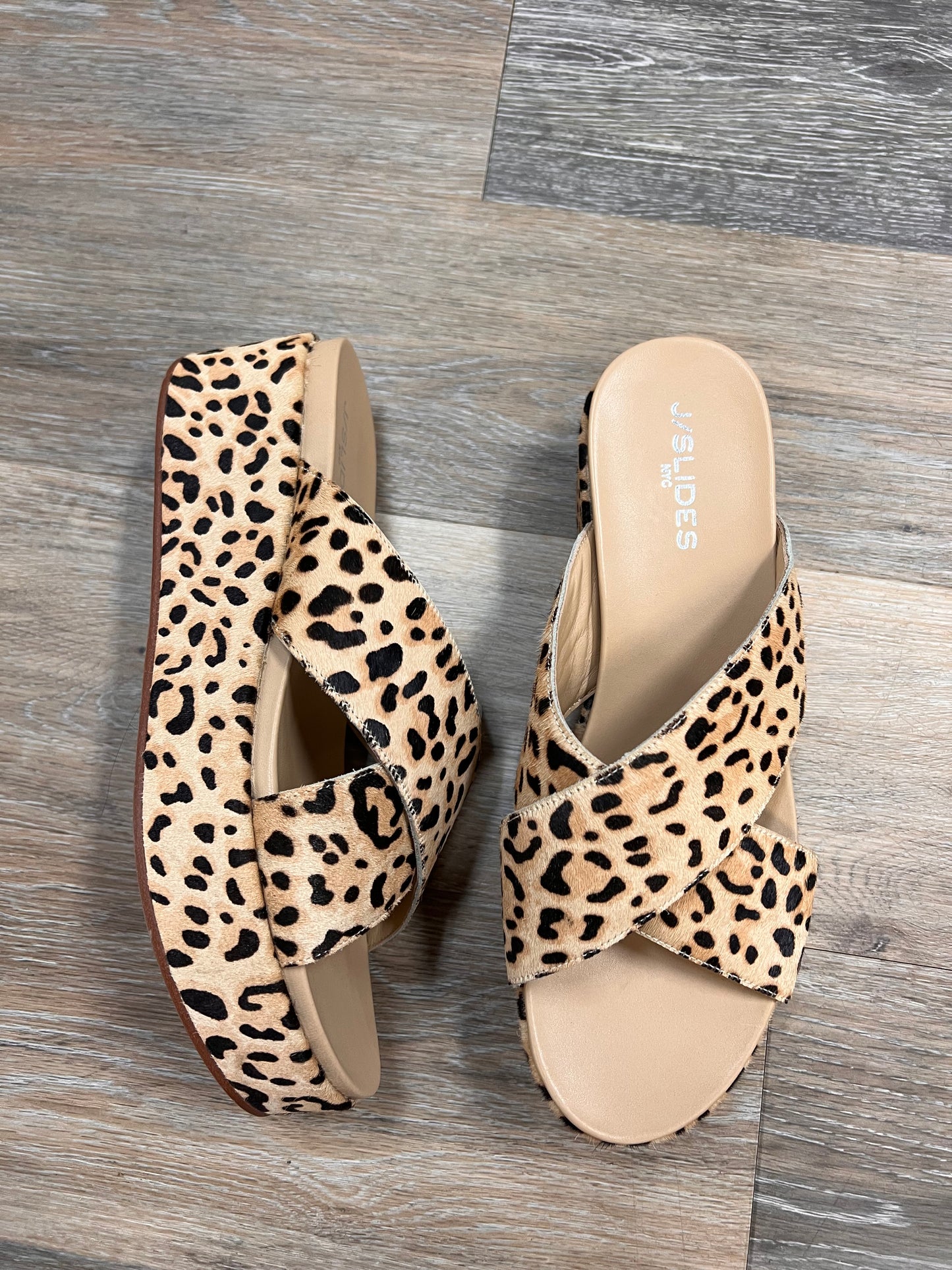 Sandals Flats By J Slides In Animal Print, Size: 11