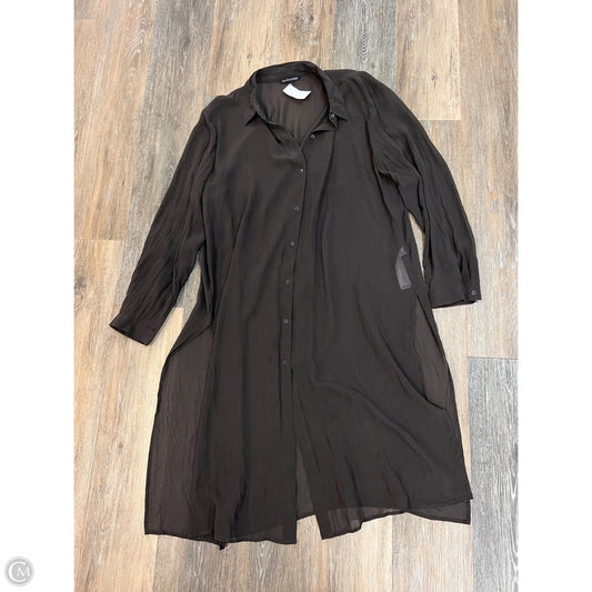 Blouse Long Sleeve Tunic By Eileen Fisher In Brown, Size: M