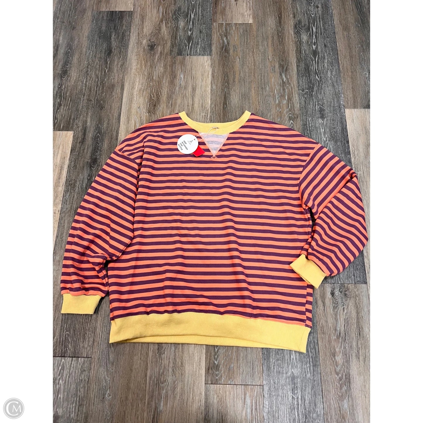 Top Long Sleeve By Anrabess In Striped Pattern, Size: L