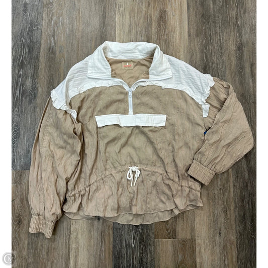 Athletic Jacket By Free People In Brown & Cream, Size: L