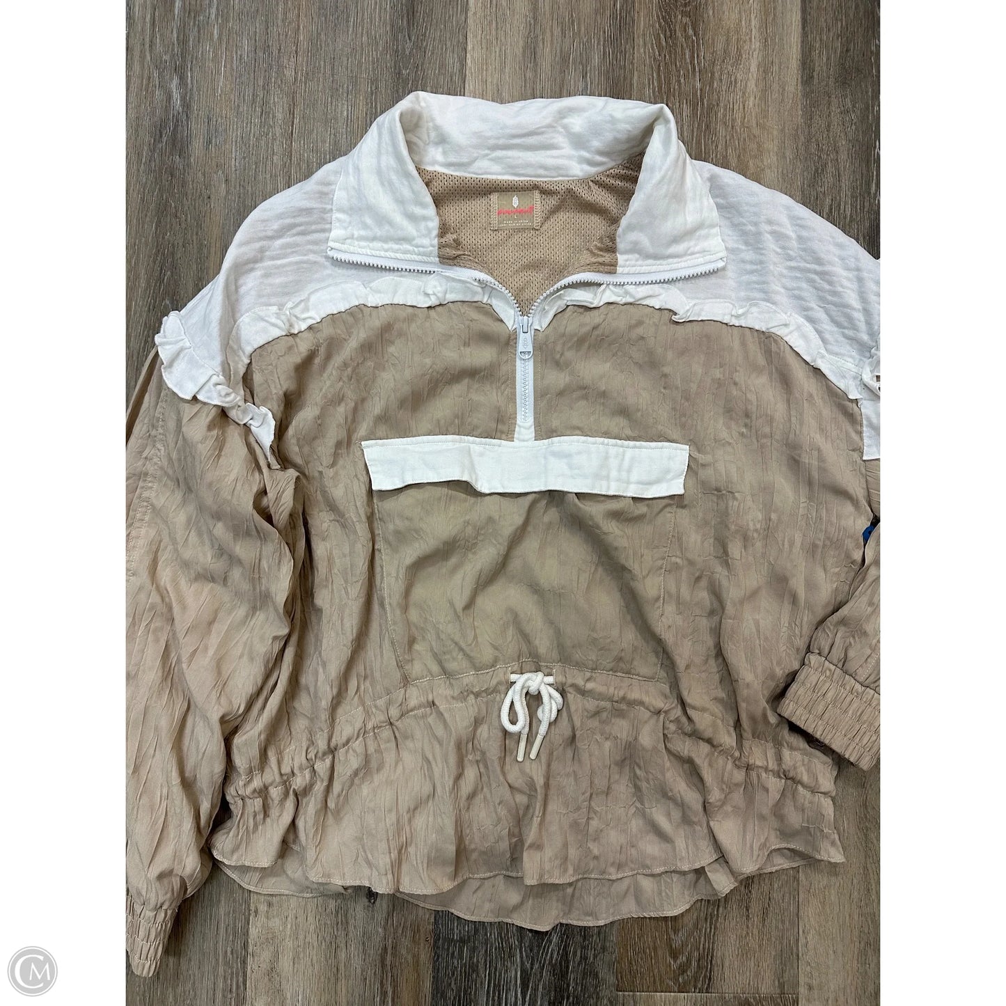 Athletic Jacket By Free People In Brown & Cream, Size: L