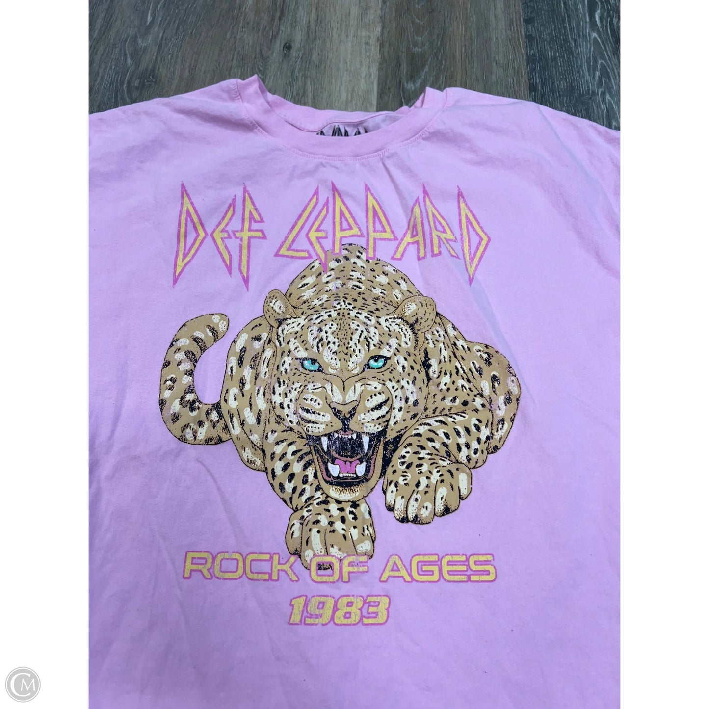 Top Short Sleeve By Def Leppard In Pink, Size: Xxl