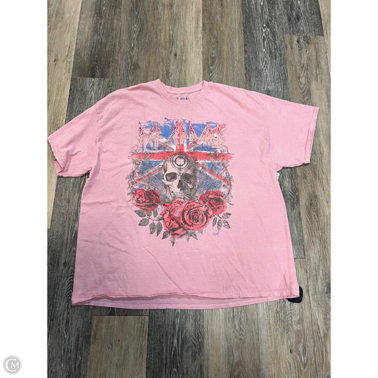 Top Short Sleeve By Def Leppard In Pink, Size: 1x