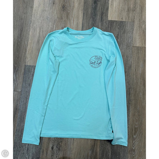 Athletic Top Long Sleeve Collar By Salt Life In Blue, Size: S
