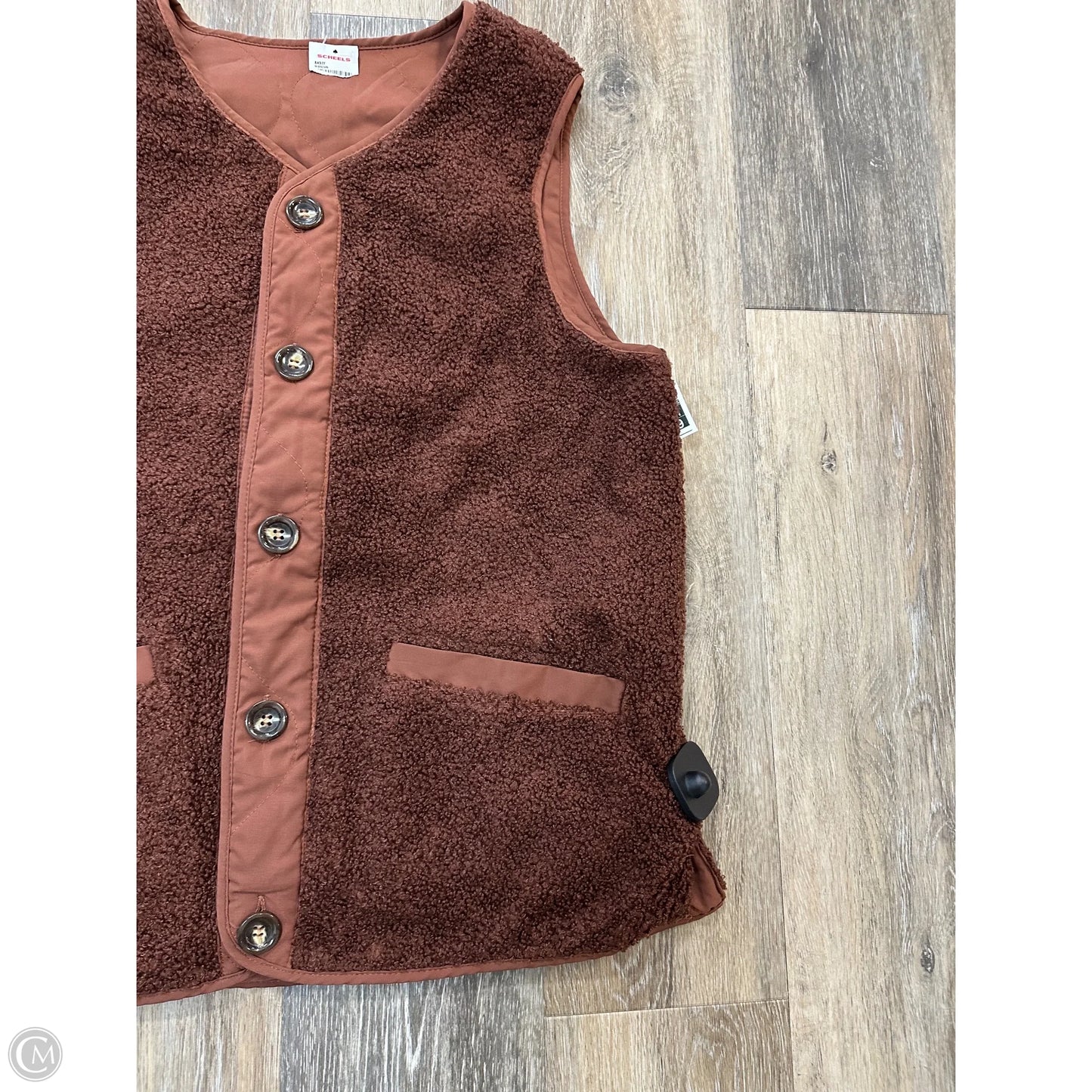 Vest Faux Fur & Sherpa By Hem & Thread In Brown, Size: M
