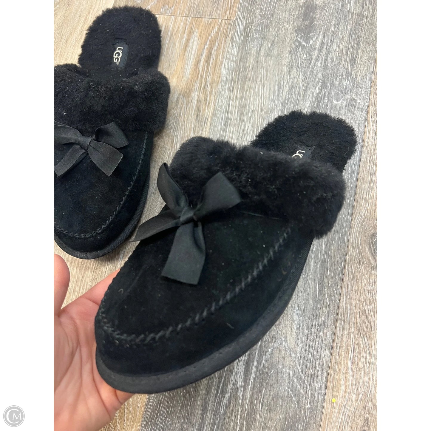 Slippers Designer By Ugg In Black, Size: 8