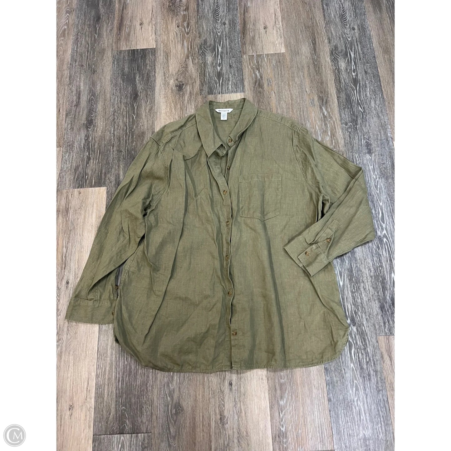 Blouse Long Sleeve By Athleta In Green, Size: 2x