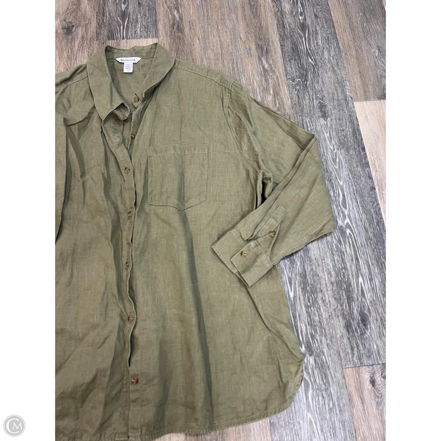 Blouse Long Sleeve By Athleta In Green, Size: 2x