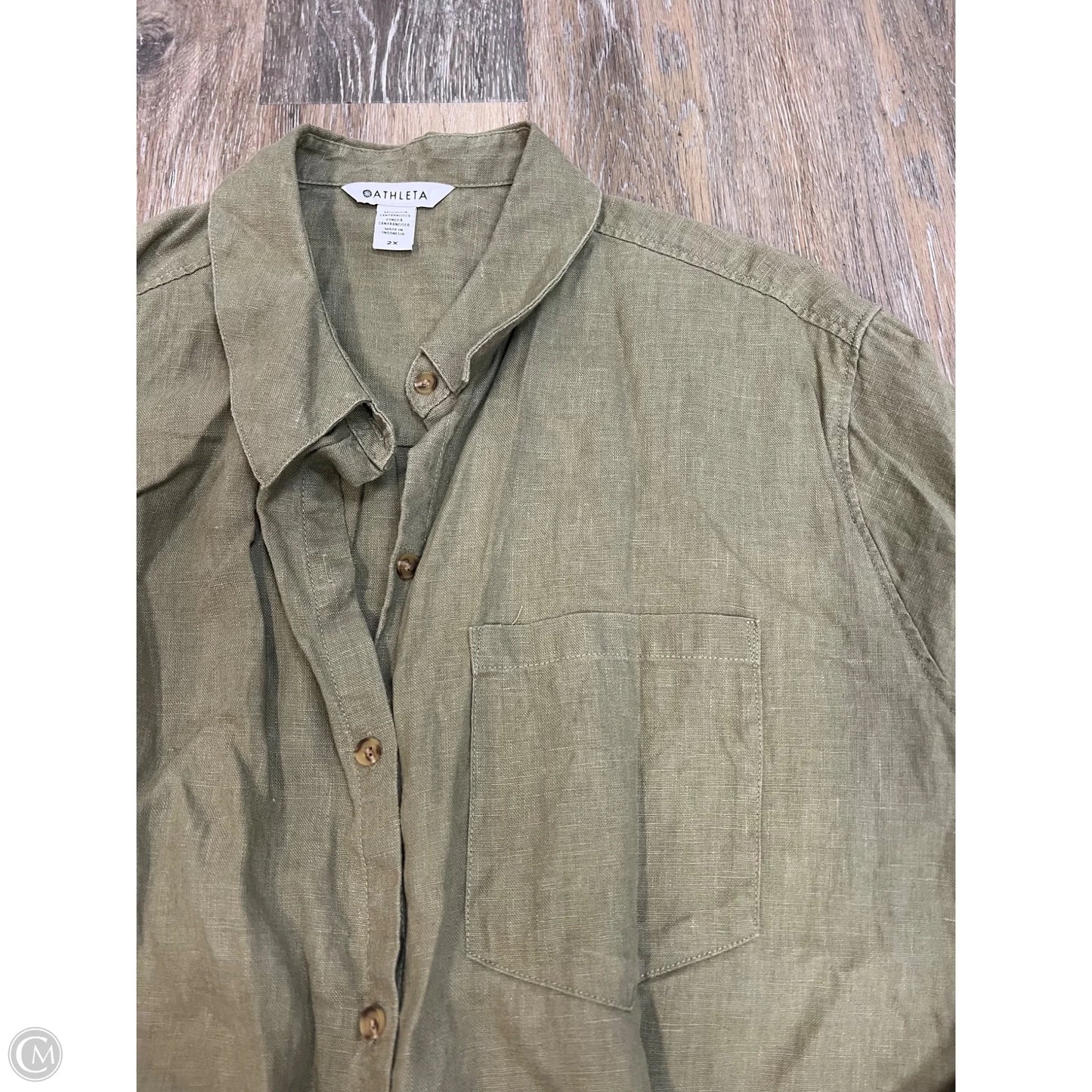 Blouse Long Sleeve By Athleta In Green, Size: 2x