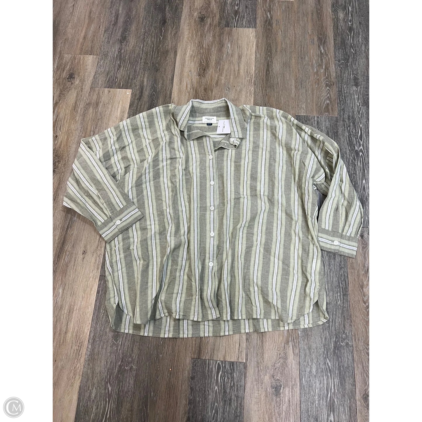 Blouse Long Sleeve By American Eagle In Striped Pattern, Size: Xl