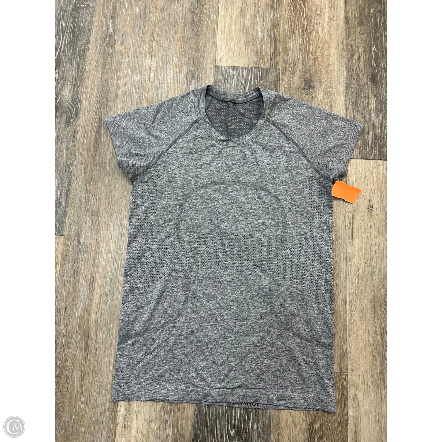Athletic Top Short Sleeve By Lululemon In Grey, Size: 10