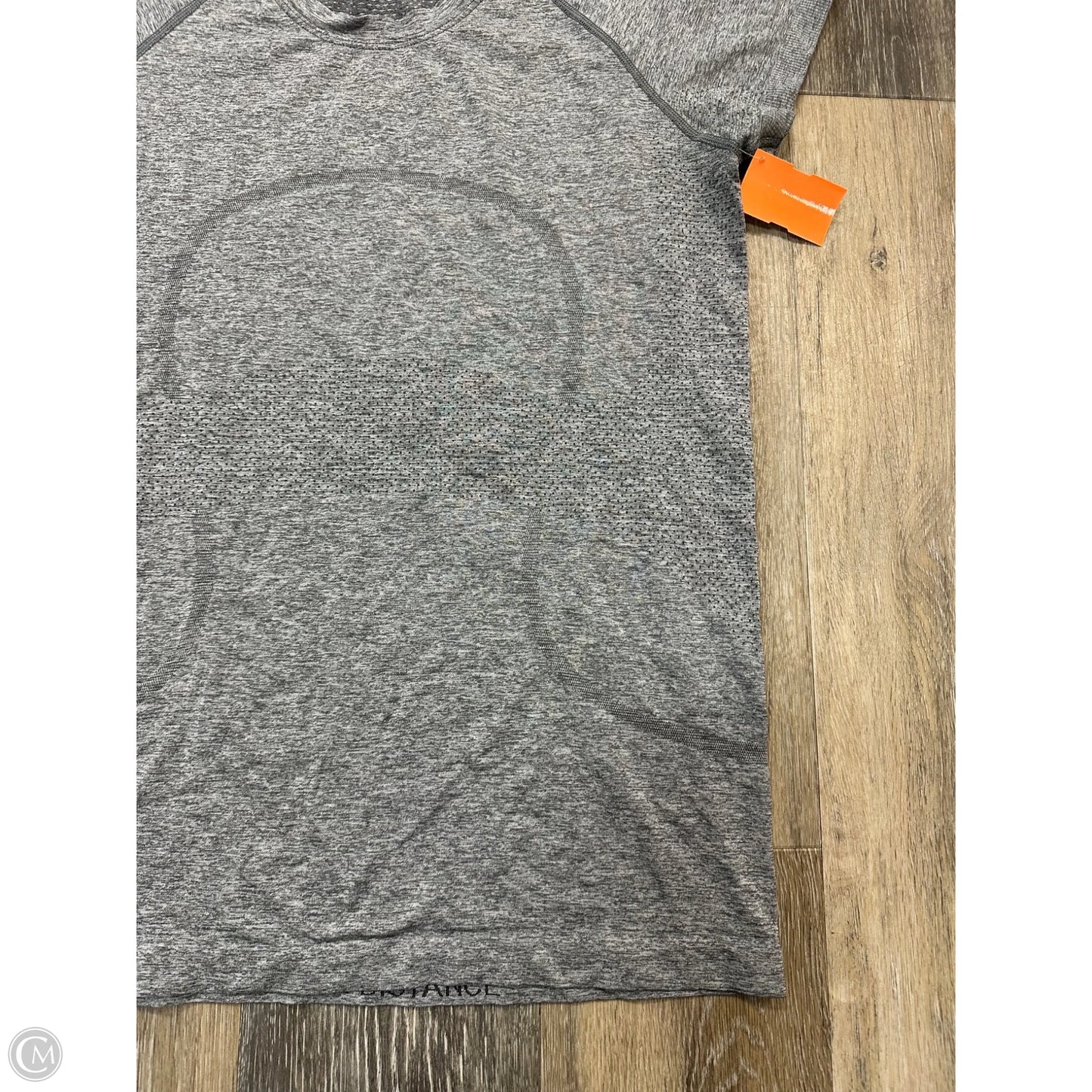 Athletic Top Short Sleeve By Lululemon In Grey, Size: 10