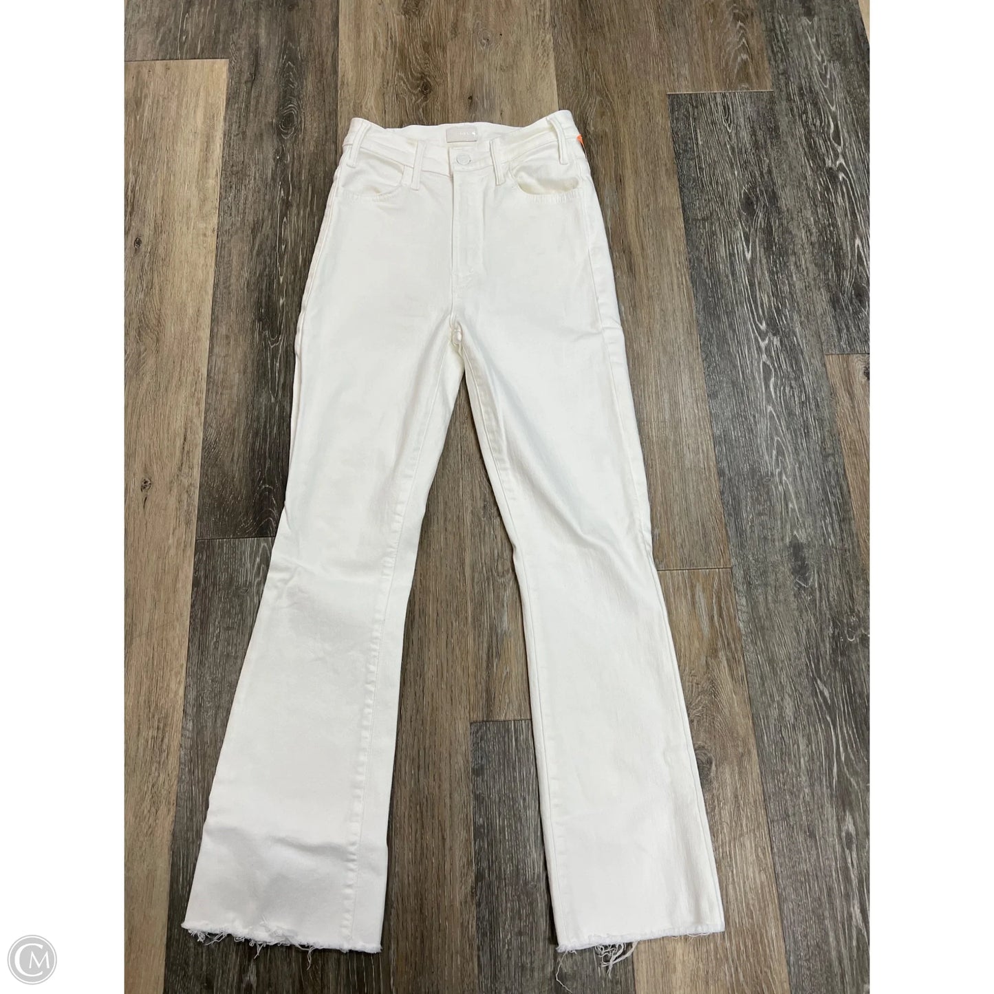 Jeans Flared By Mother In White Denim, Size: 0