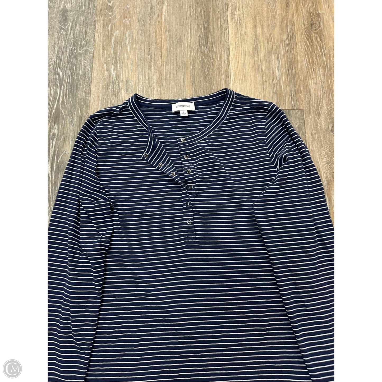 Top Long Sleeve By Evereve In Blue, Size: L