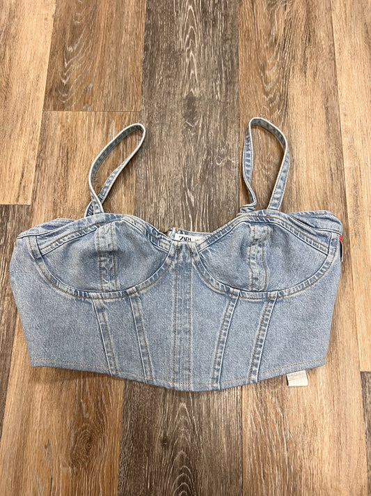 Tank Top By Zara In Blue Denim, Size: M