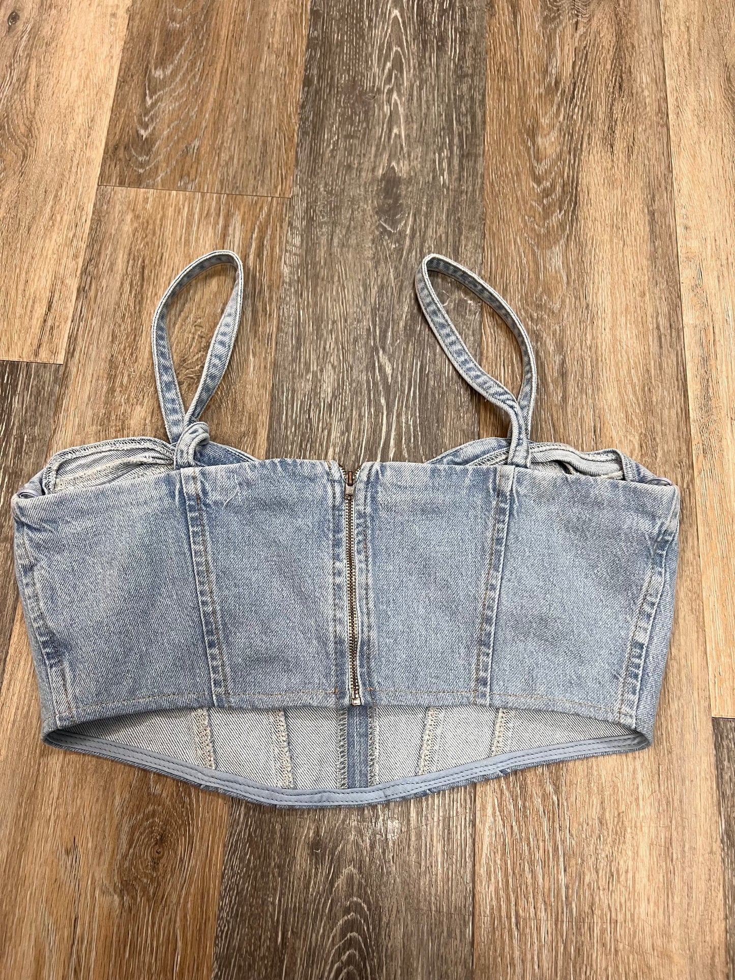 Tank Top By Zara In Blue Denim, Size: M