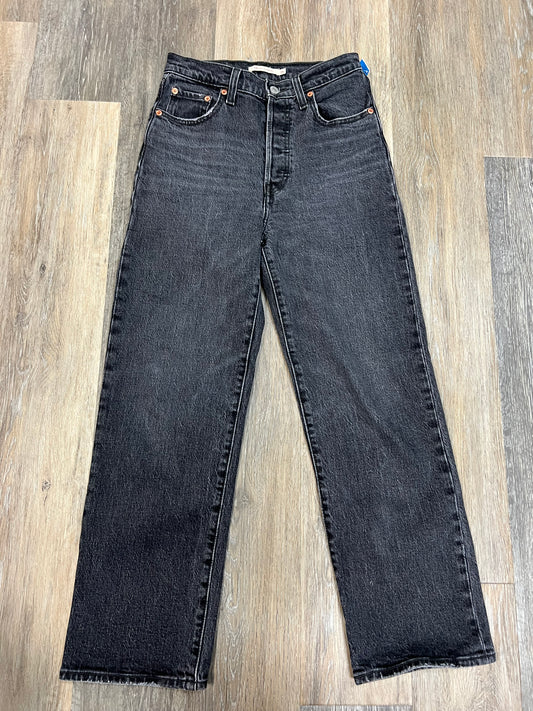 Black Denim Jeans Straight Levis, Size 1/25