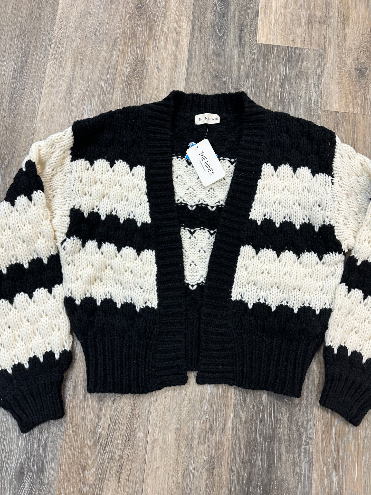 Sweater Cardigan By The Nines In Black & White, Size: L