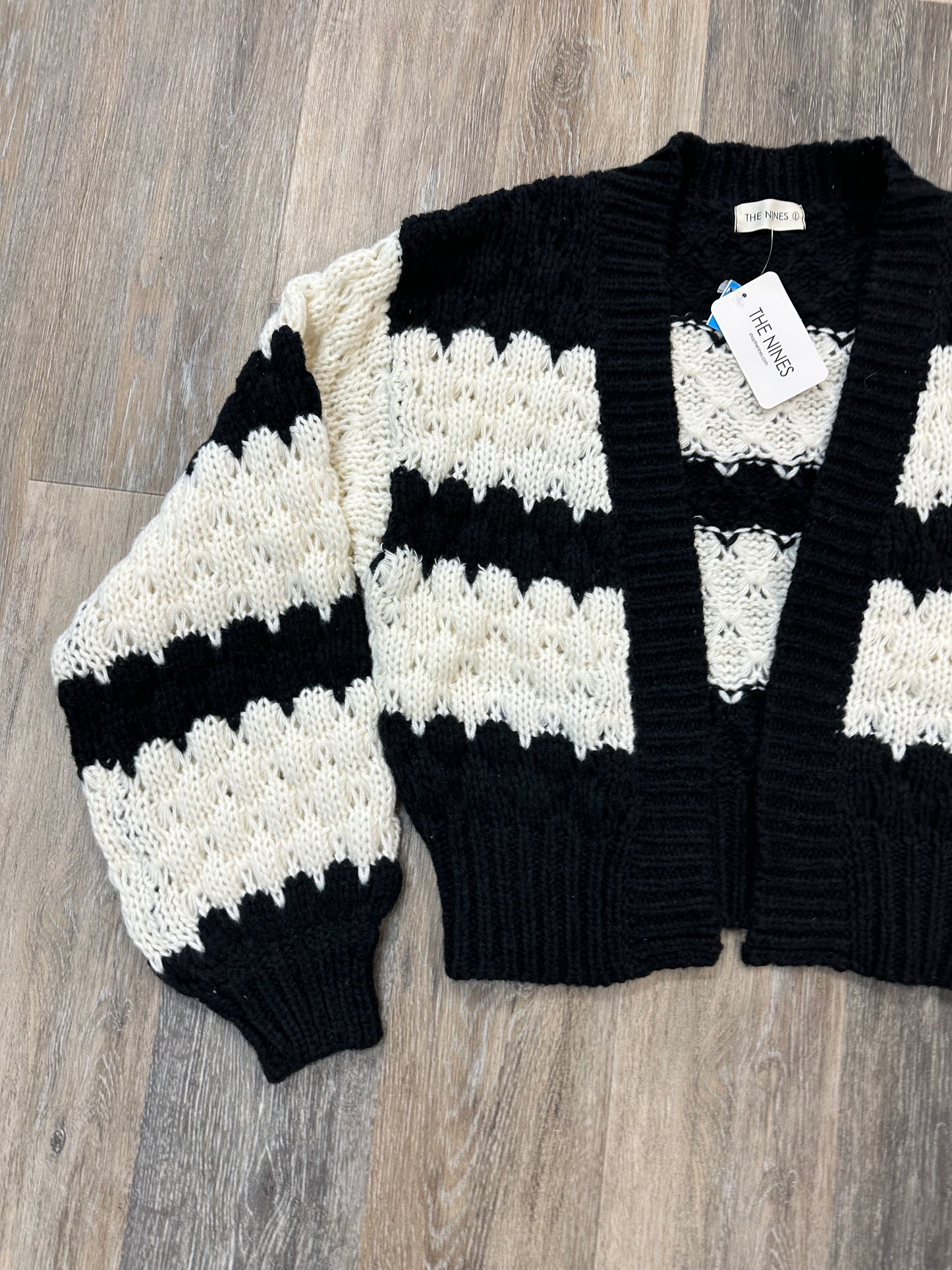 Sweater Cardigan By The Nines In Black & White, Size: L