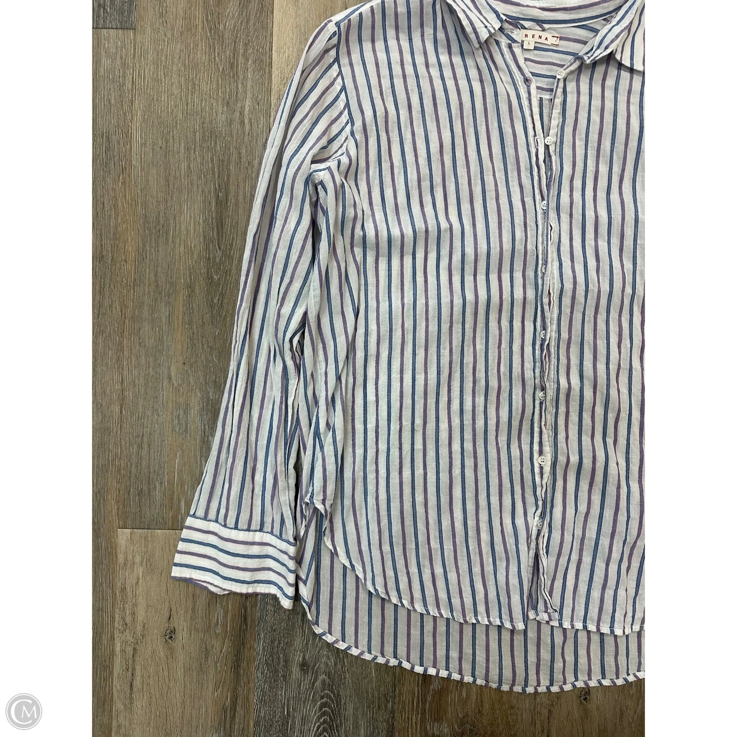 Blouse Long Sleeve By Xirena In Striped Pattern, Size: L
