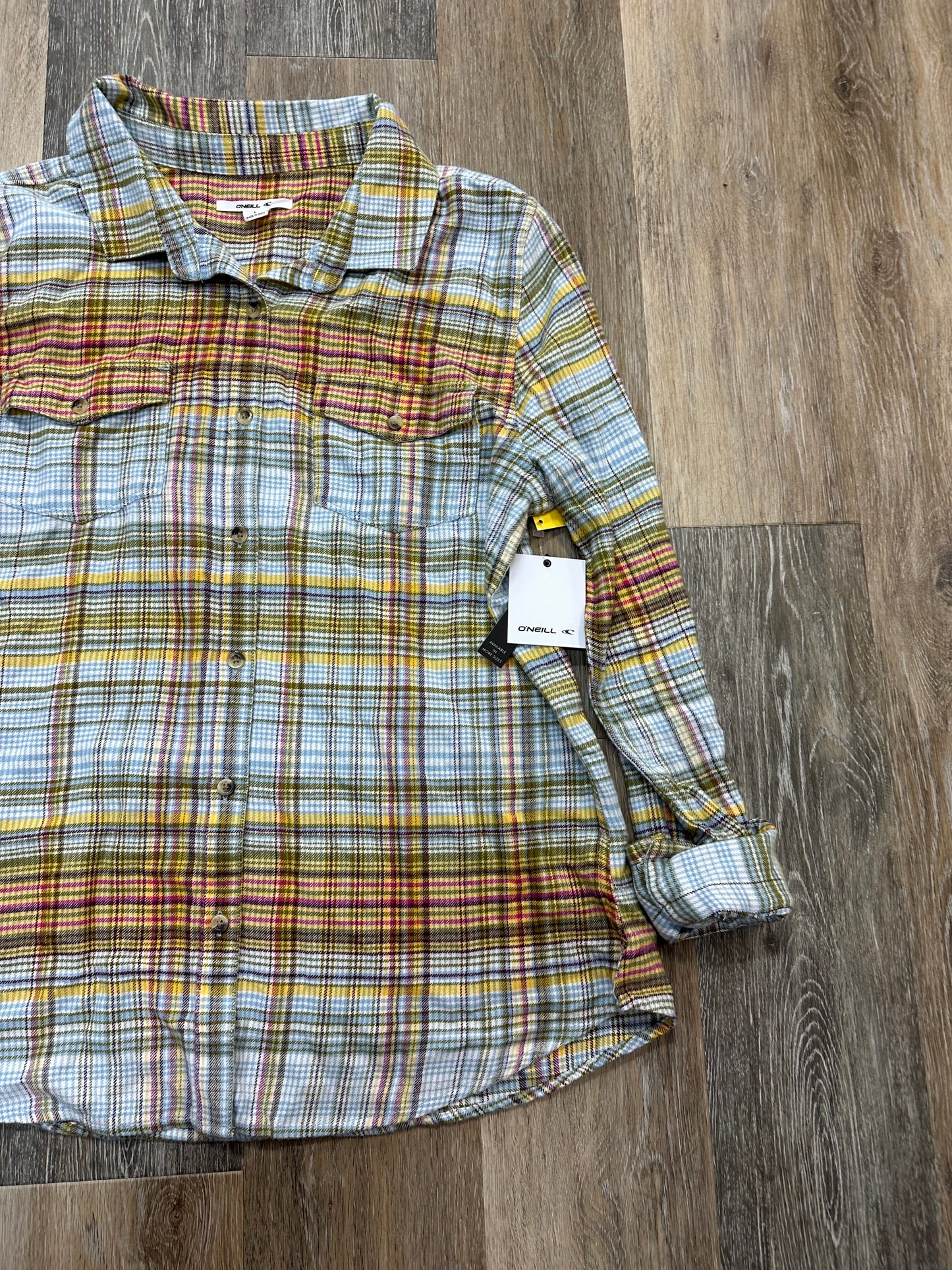 Blouse Long Sleeve By O’Neill In Plaid Pattern, Size: L