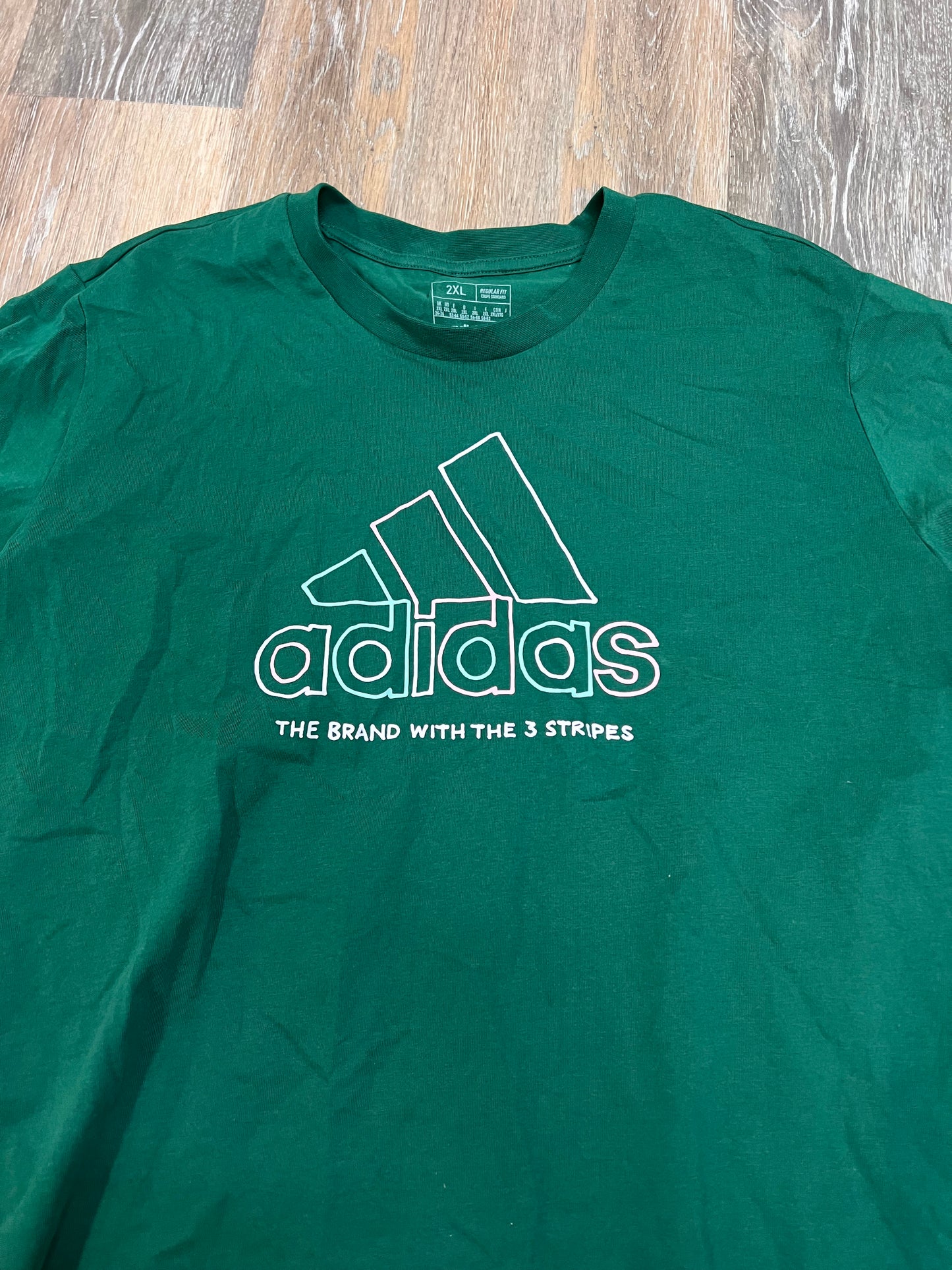 Athletic Top Short Sleeve By Adidas In Green, Size: 2x