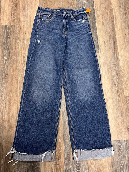 Jeans Wide Leg By American Eagle In Blue Denim, Size: 6 Long