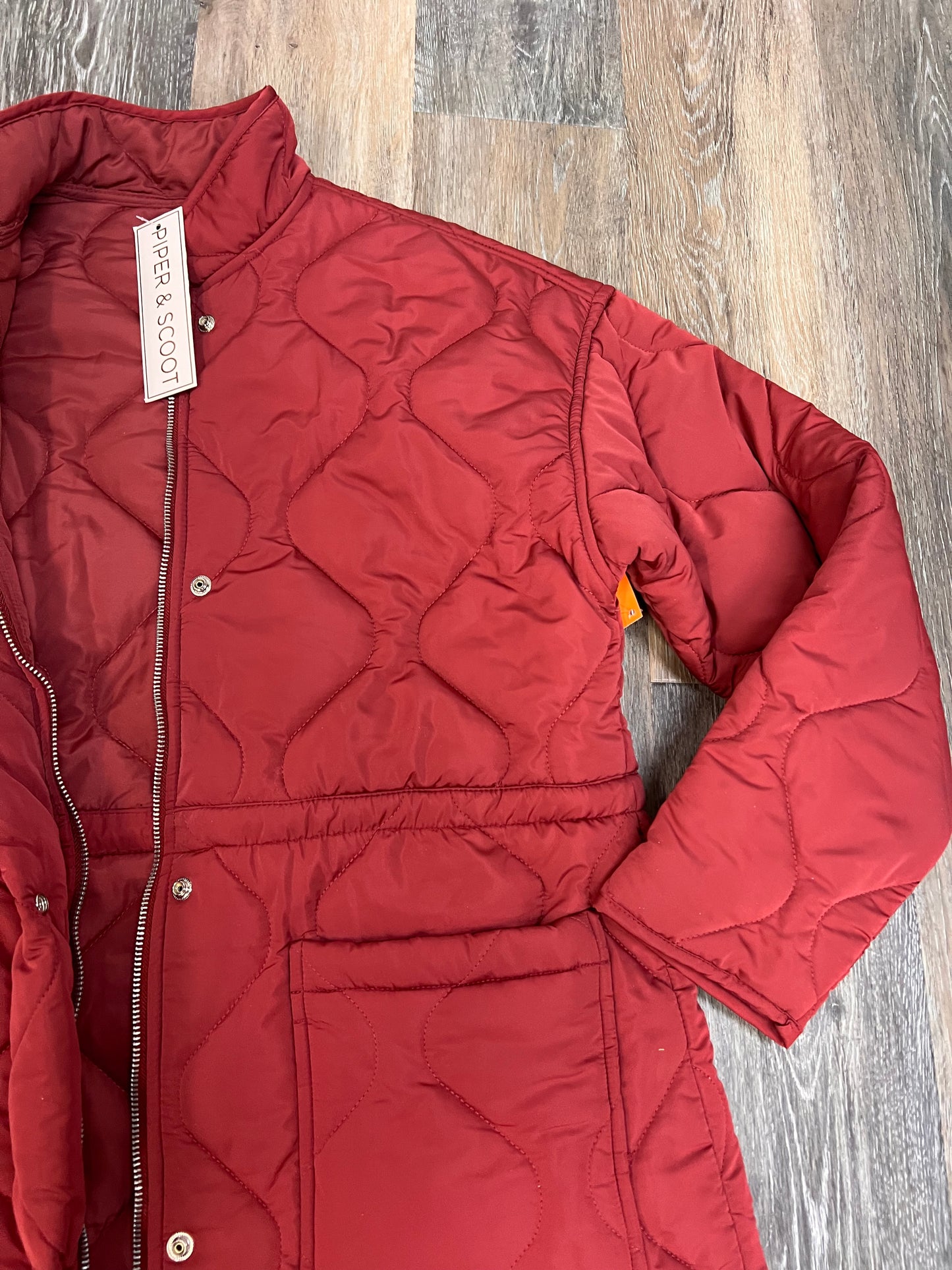 Coat Puffer & Quilted By Tea N Rose In Red, Size: M