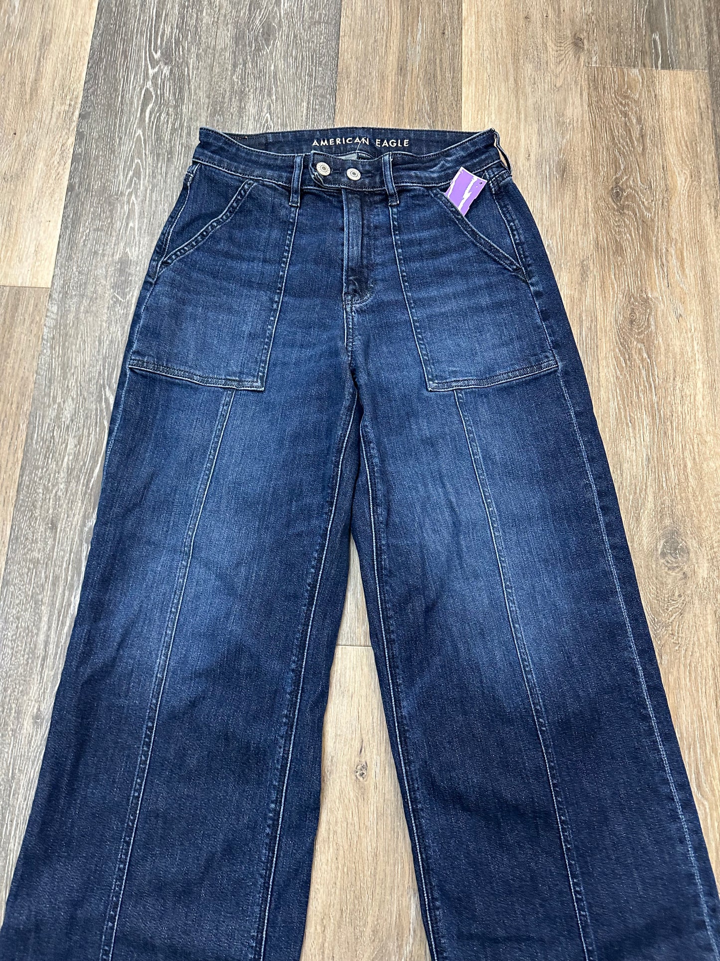 Jeans Wide Leg By American Eagle In Blue Denim, Size: 4S