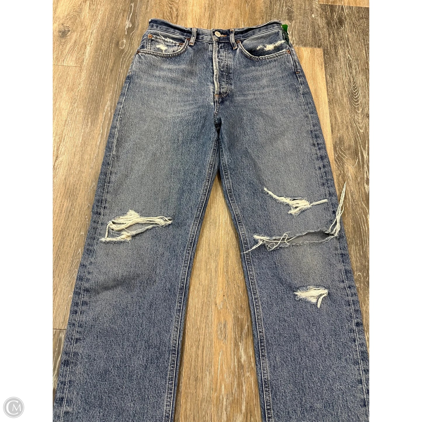 Jeans Straight By Agolde In Blue Denim, Size: 0