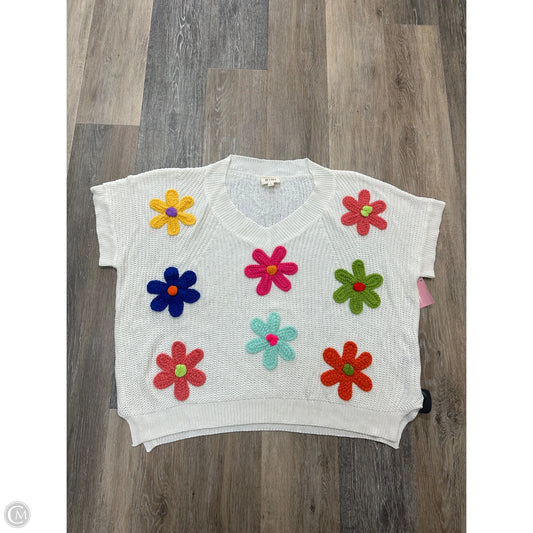 Sweater Short Sleeve By Bibi In White, Size: L