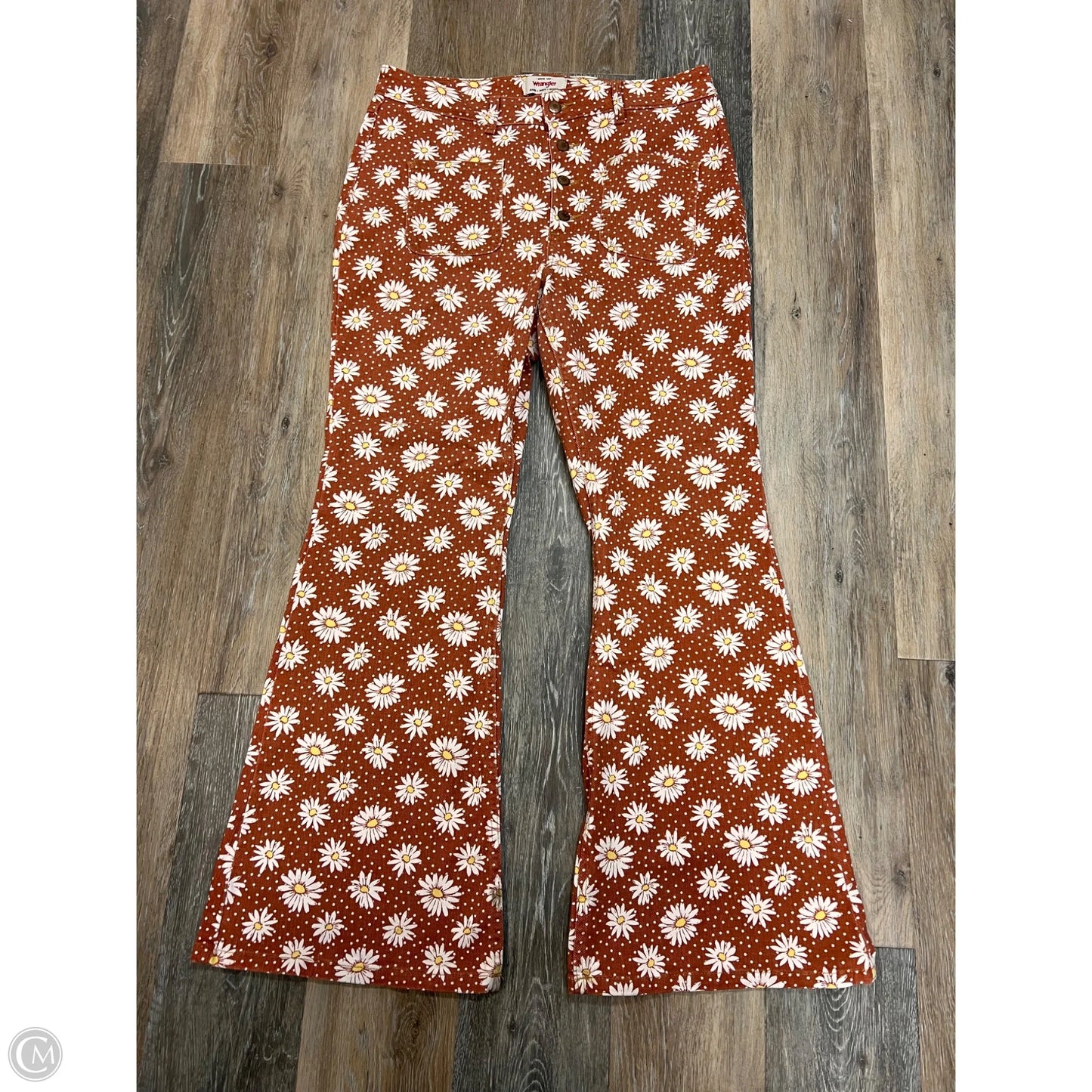 Jeans Flared By Wrangler In Floral Print, Size: 14