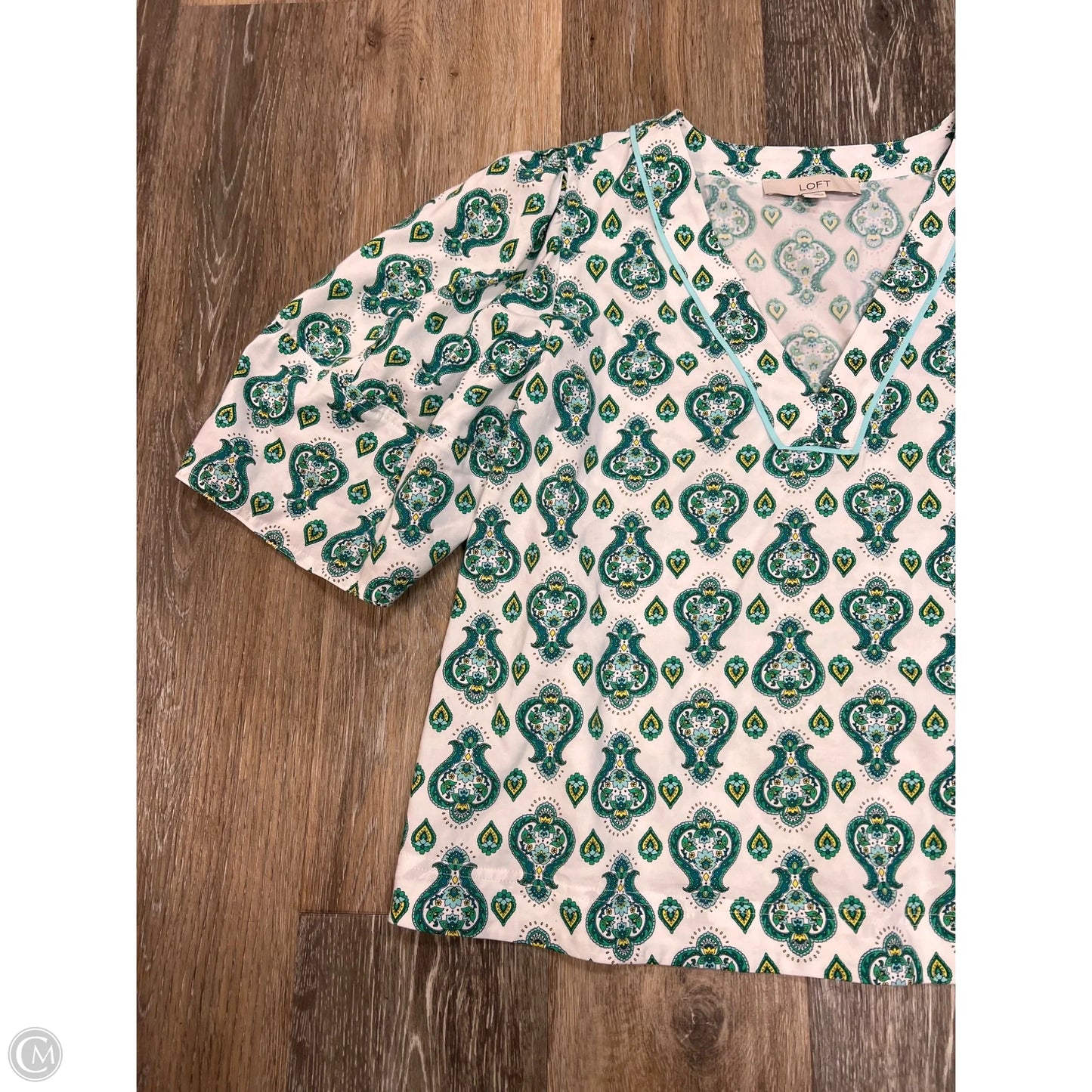 Blouse Short Sleeve By Loft In Green, Size: M