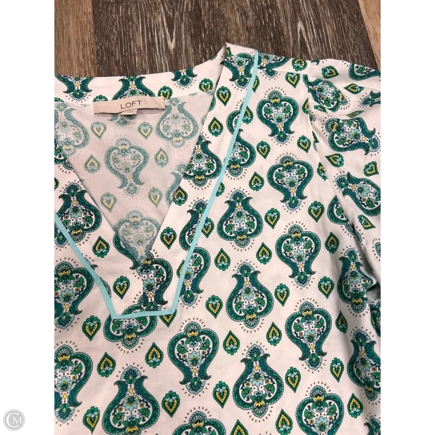 Blouse Short Sleeve By Loft In Green, Size: M
