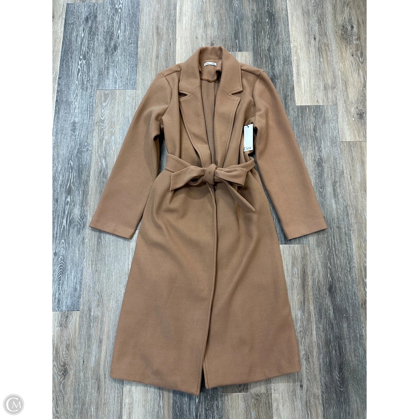 Coat Trench Coat By Dex In Tan, Size: L