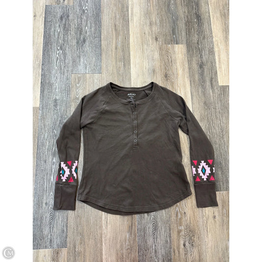 Top Long Sleeve By Ariat In Brown, Size: M
