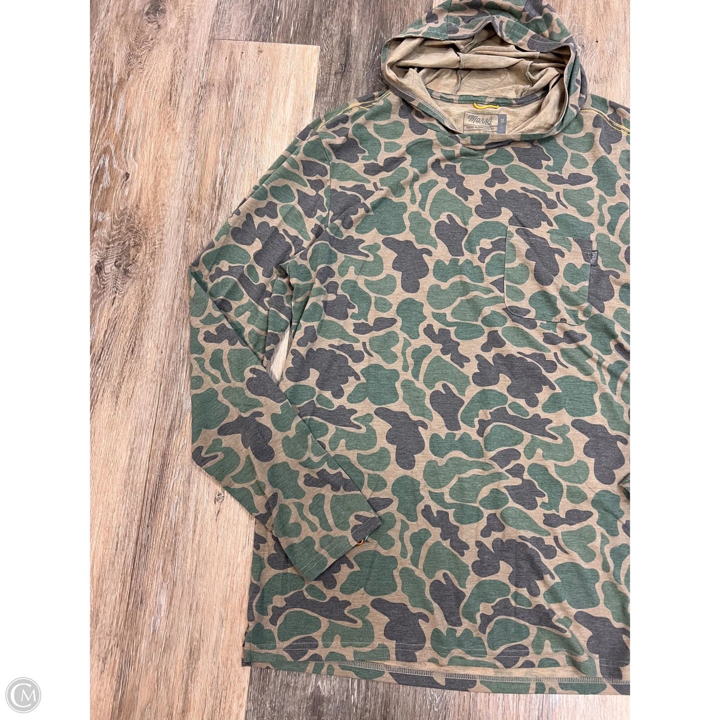 Athletic Longsleeve Hoodie By Marsh Wear In Camouflage Print, Size: L (men’s)