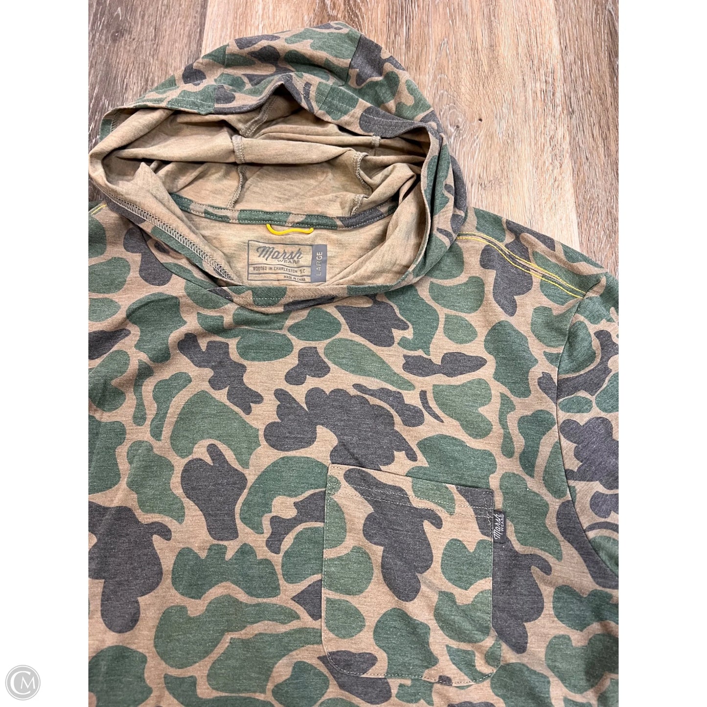 Athletic Longsleeve Hoodie By Marsh Wear In Camouflage Print, Size: L (men’s)