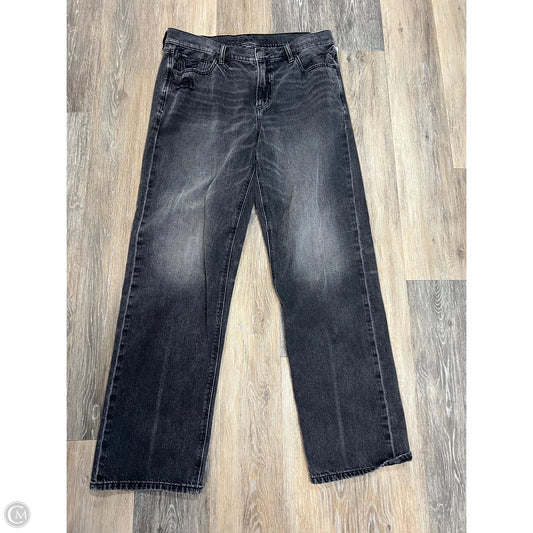 Jeans Straight By American Eagle In Black Denim, Size: 8L
