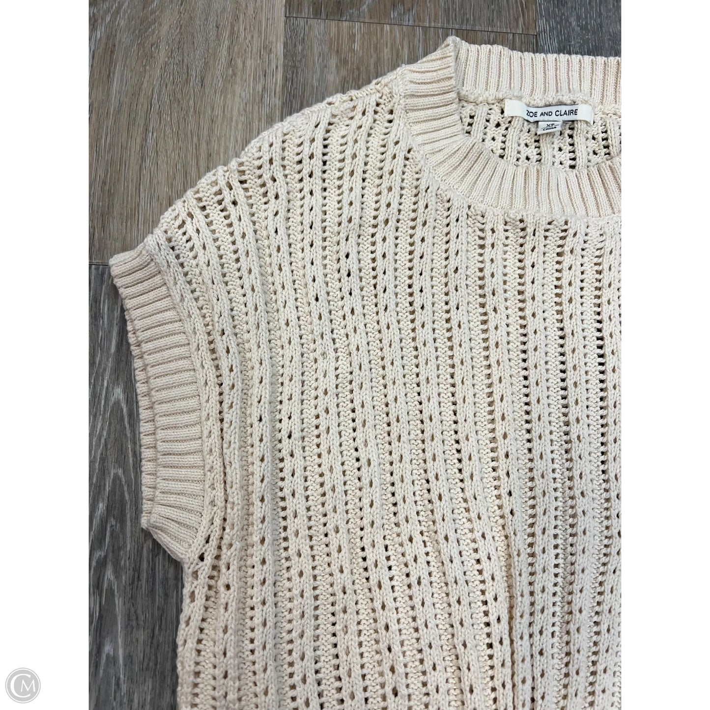 Sweater Short Sleeve By Zoe and Claire In Cream, Size: Xs