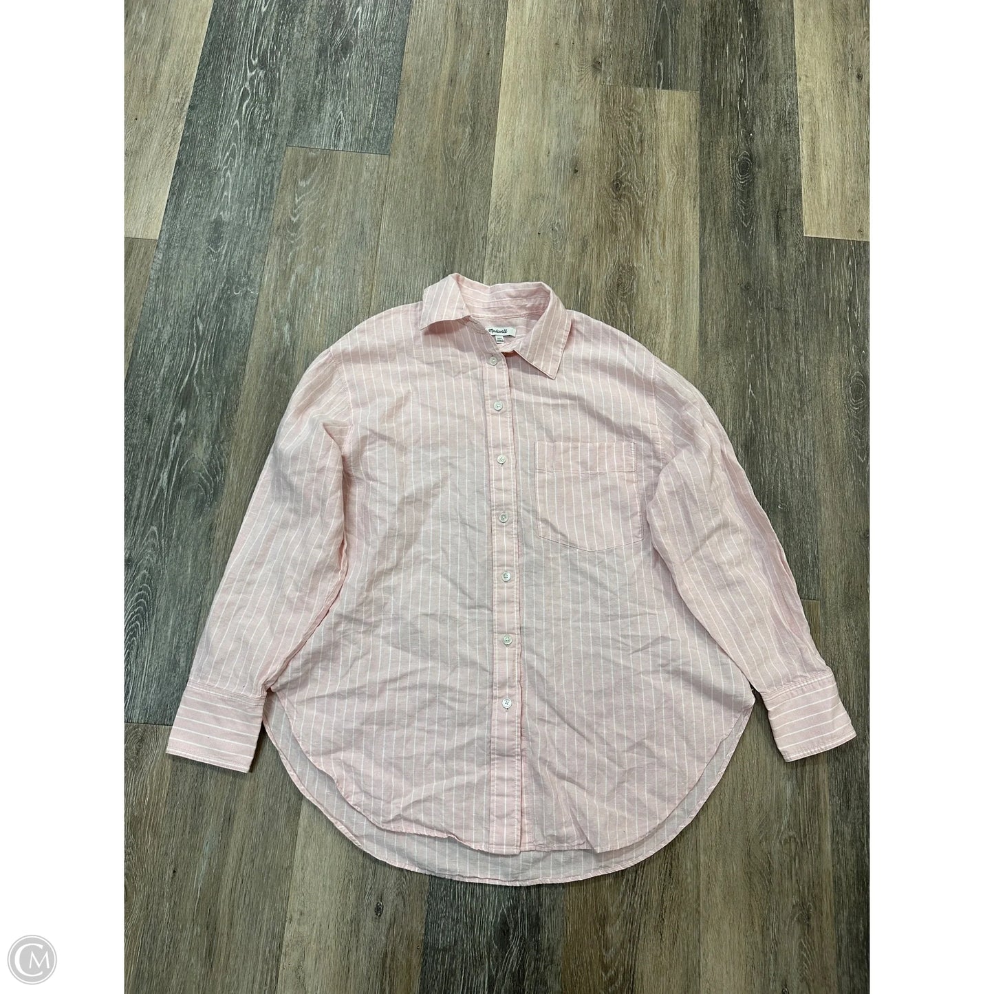 Blouse Long Sleeve By Madewell In Pink, Size: Xxs
