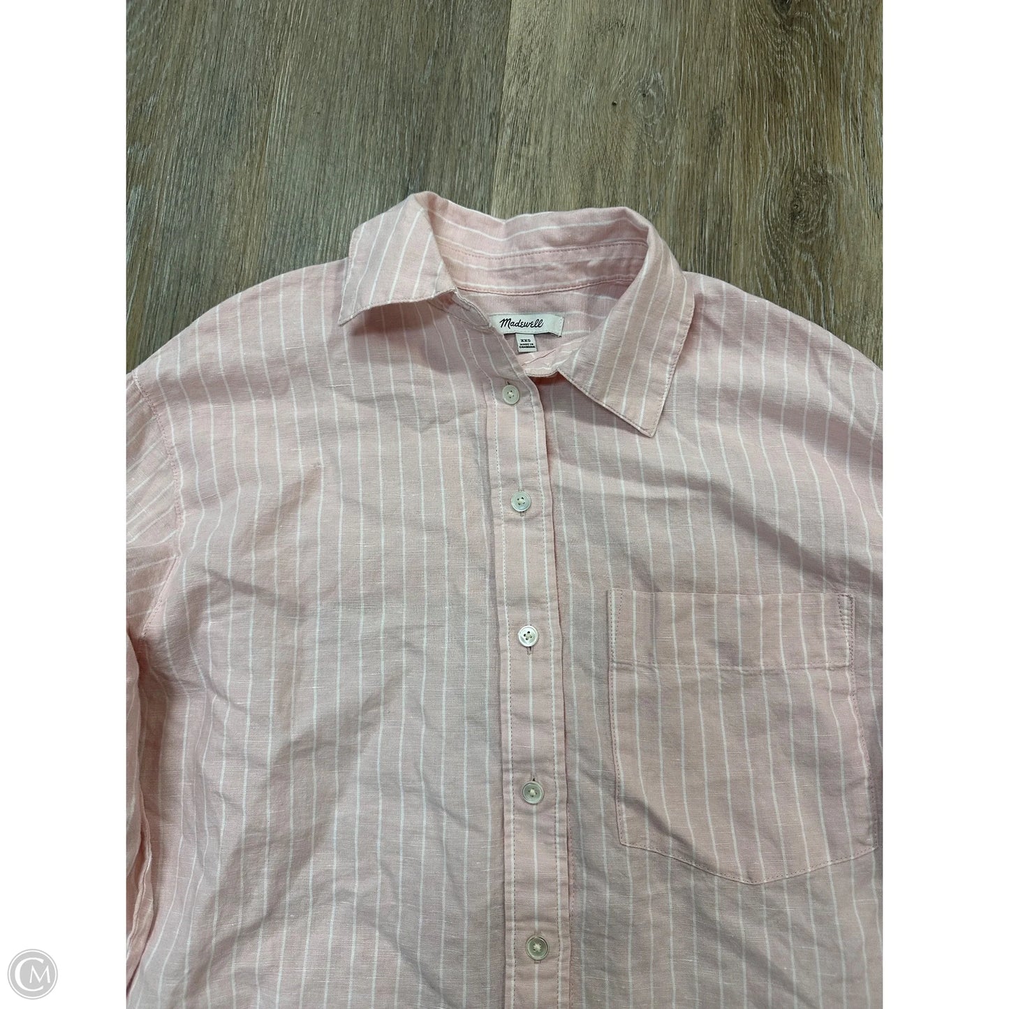 Blouse Long Sleeve By Madewell In Pink, Size: Xxs