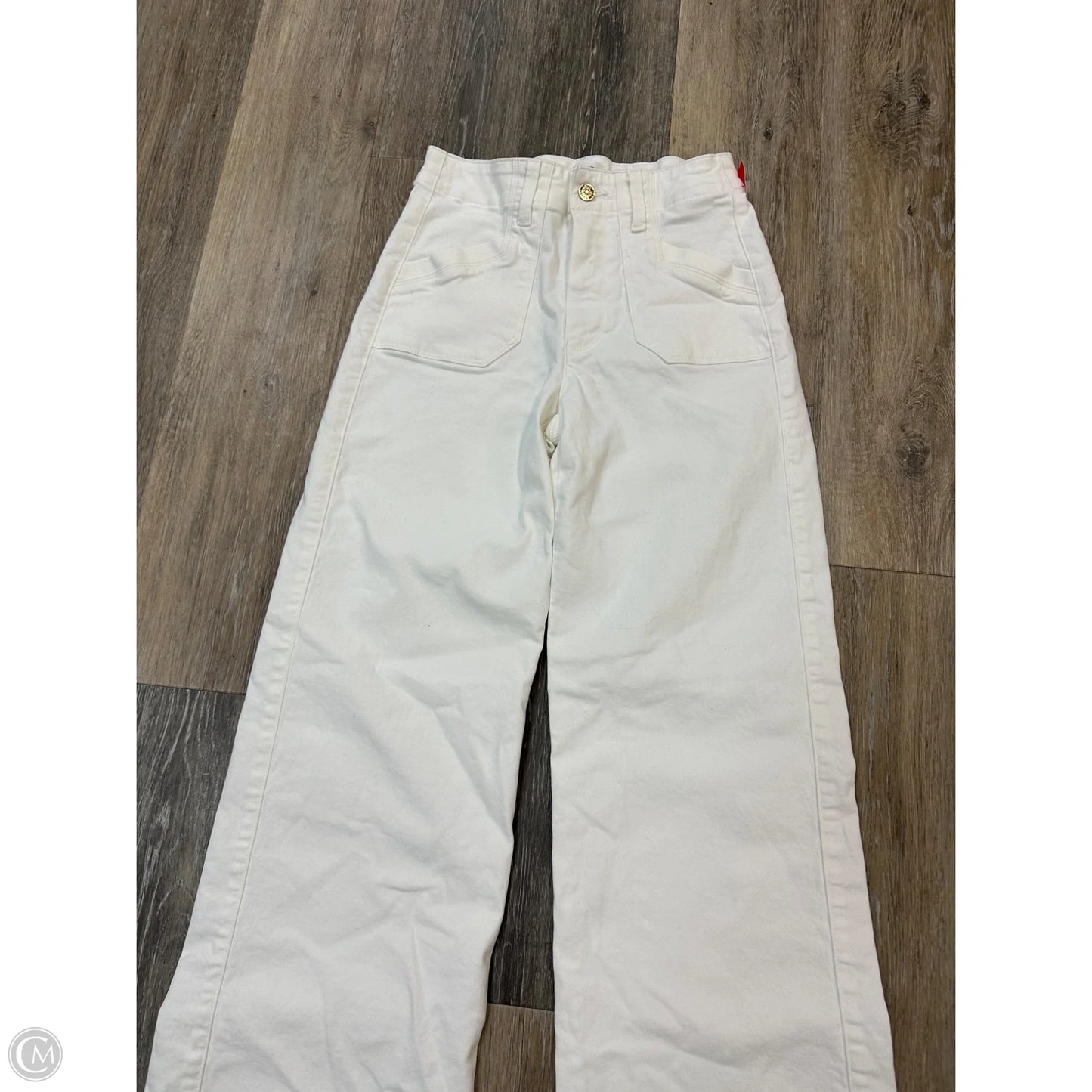 Jeans Wide Leg By Paige In White Denim, Size: 0