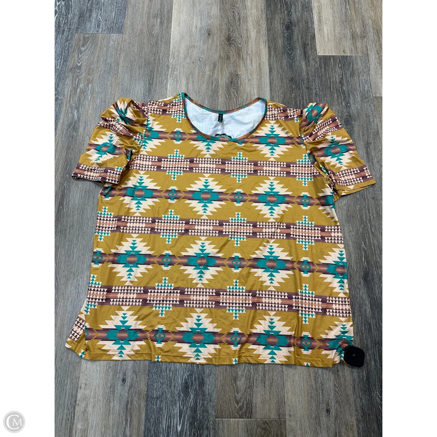 Top Short Sleeve By Sterling Kreek In Yellow, Size: 3x