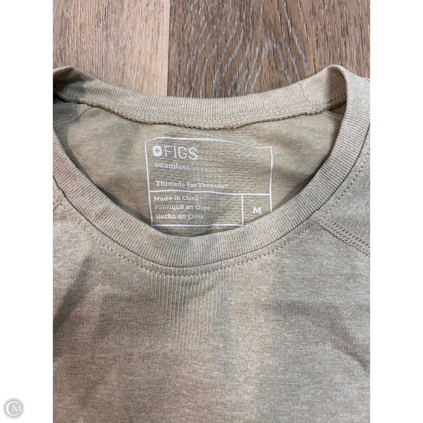Athletic Top Long Sleeve  By Figs In Tan, Size: M