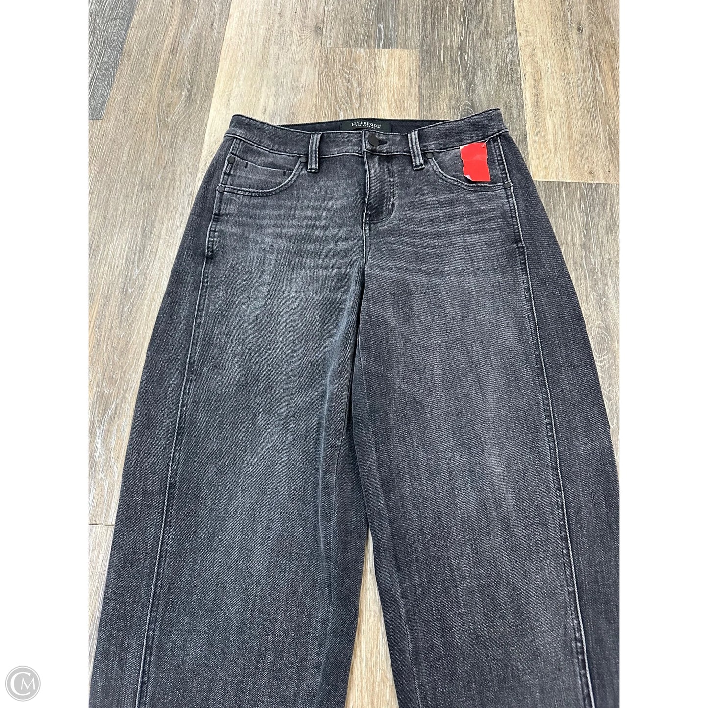 Jeans Straight By Liverpool In Grey Denim, Size: 4
