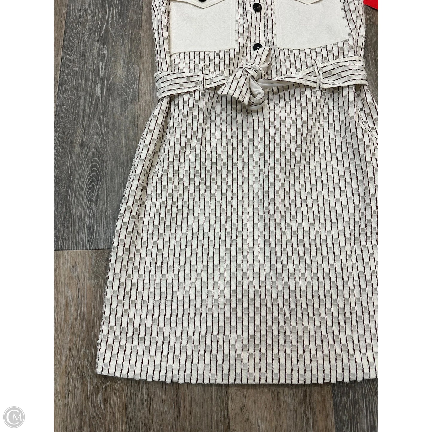 Dress Luxury Designer By Victoria Beckham In Red & White, Size: 0